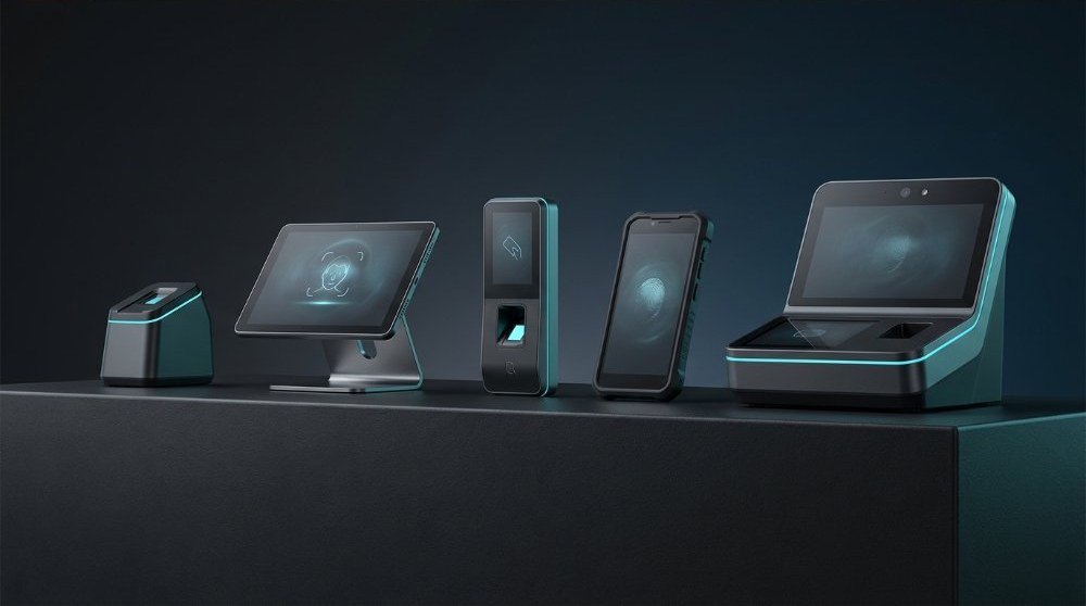 Concept render of the planned BioGate device family — terminals, tablets, readers and mobile units